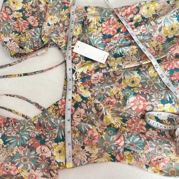 Heartloom Sz M Kendra Mini Dress Floral Babydoll Smocked Back Tiered - Picture 5 of 11